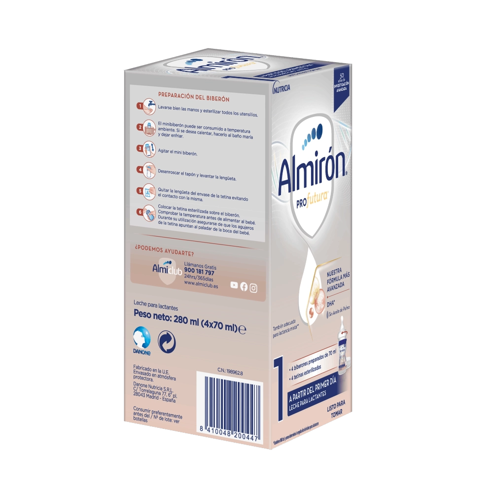 Almirón 1 Minibiberones (4 ud x 70 ml) quickfarma